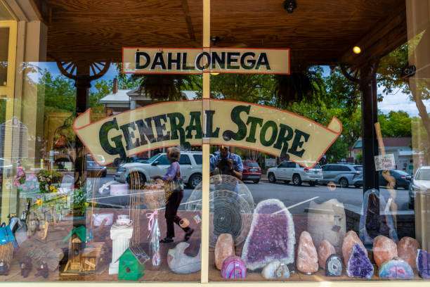 Dahlonega General Store storefront featuring local crafts, gemstones, and a welcoming sign, reflecting the charm of Dahlonega, GA.